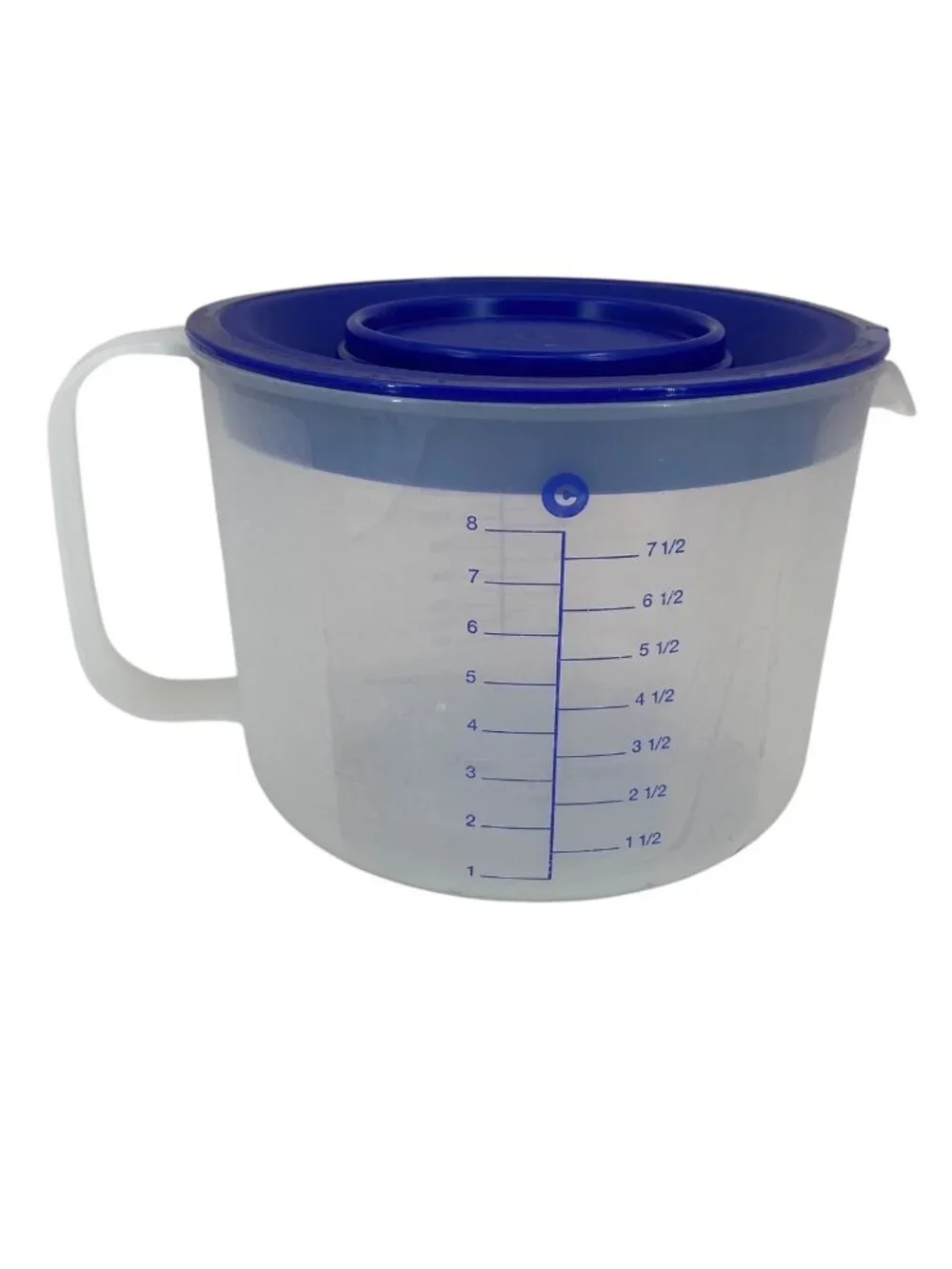 Tupperware Mix N Store 8 Cup Measuring Bowl Storage Measure & Blue Lid 1629E-2